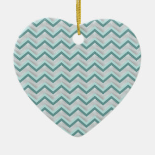 Ornamento De Cerâmica Teal e Pérolas ZigZag