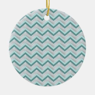 Ornamento De Cerâmica Teal e Pérolas ZigZag