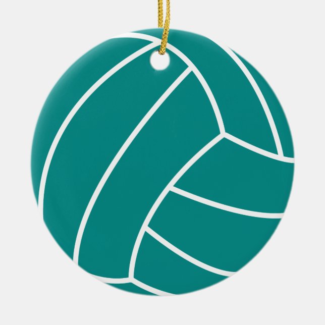 Ornamento De Cerâmica Teal Green Voleibol (Frente)