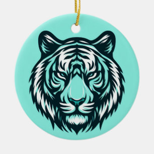 Ornamento De Cerâmica Teal Tiger