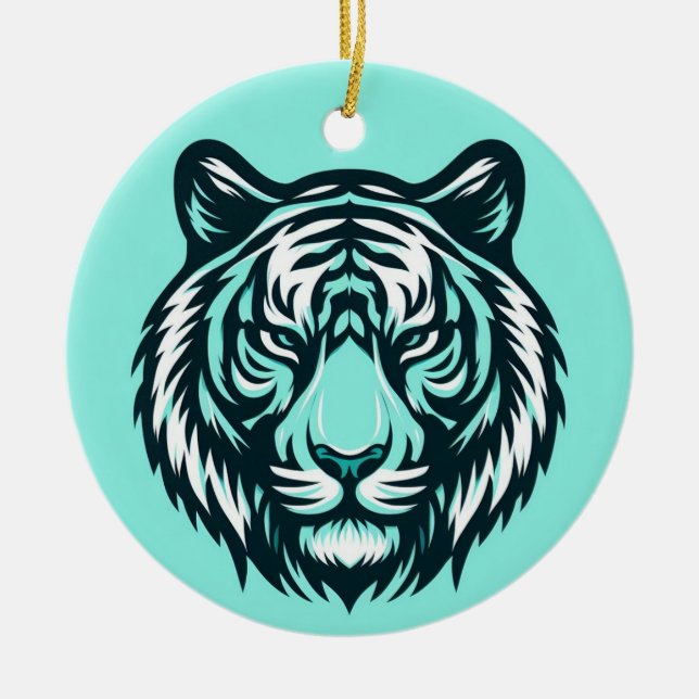 Ornamento De Cerâmica Teal Tiger (Frente)