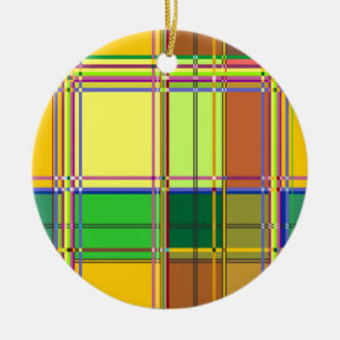 Ornamento De Cerâmica Tecido Colorido Caribenho Madras Xadrez