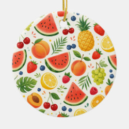 Ornamento De Cerâmica Tecido de Padrão de Frutas de Verão | Melancia Tro