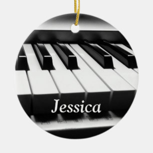 Ornamento De Cerâmica Teclado Clássico Preto e Branco