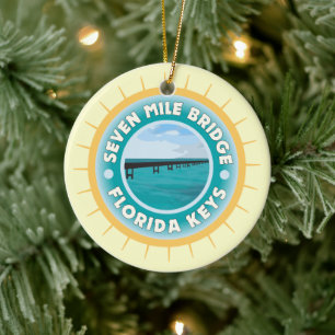 Ornamento De Cerâmica Teclas Seven Mile Bridge Florida
