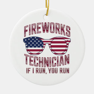 Ornamento De Cerâmica Técnico De Bombeiros Em 4 De Julho Engraçado Nos E