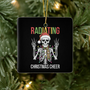 Ornamento De Cerâmica Técnico de Raio-X de Esqueleto de Natal de Radiolo