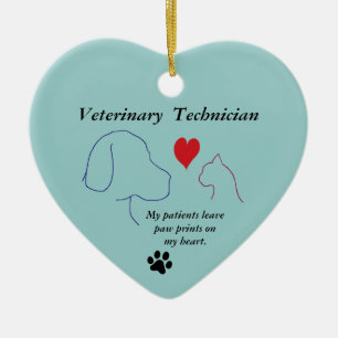 Ornamento De Cerâmica Técnico veterinário - a pata imprime em meu