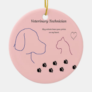 Ornamento De Cerâmica Técnico veterinário - impressões da pata em meu
