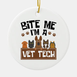 Ornamento De Cerâmica Técnico veterinário me morde sou uma técnica de ve
