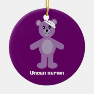 Ornamento De Cerâmica TeddyBear bonito sob o aniversário da recuperaç