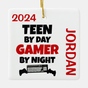 Ornamento De Cerâmica Teen ama Jogando Videos games