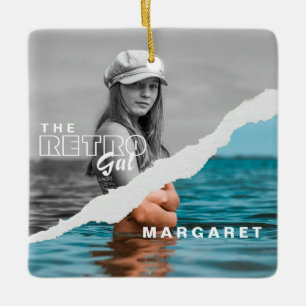 Ornamento De Cerâmica Tela de Fotografia do Retrato Na moda preto e bran