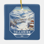 Ornamento De Cerâmica Telluride Colorado Winter Viagem Art Vintage<br><div class="desc">Telluride Winter art design mostrando a paisagem de inverno.</div>
