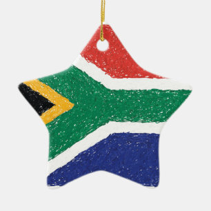 Ornamento De Cerâmica Tema da bandeira de África do Sul