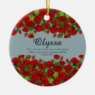 Ornamento De Cerâmica Tema de Jardim de Nome Personalizado com Borda de