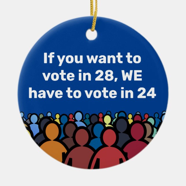 Ornamento De Cerâmica Temos de votar em 24 (Frente)