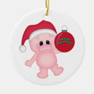 Ornamento De Cerâmica Tempo leitão do Natal