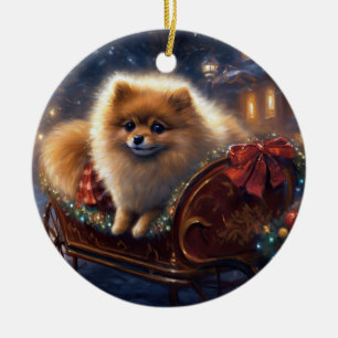 Ornamento De Cerâmica Temporada Festiva de Natal do Pomerânia Escovada