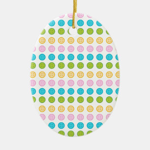 Ornamento De Cerâmica Tendência dos acessórios do padrão do botão azul r