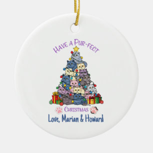 Ornamento De Cerâmica Tenha um Natal Perfeito Amantes de Gatos