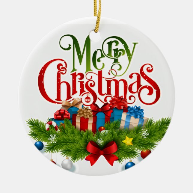 Ornamento De Cerâmica Tenha um pedido de "NATAL MERRY" (Frente)