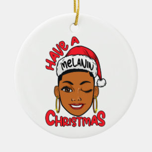 Ornamento De Cerâmica Tenham uma garota negra de Natal melanina, magia