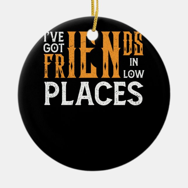 Ornamento De Cerâmica Tenho Amigos em Baixo Lugares Vermelhos País Quo (Frente)