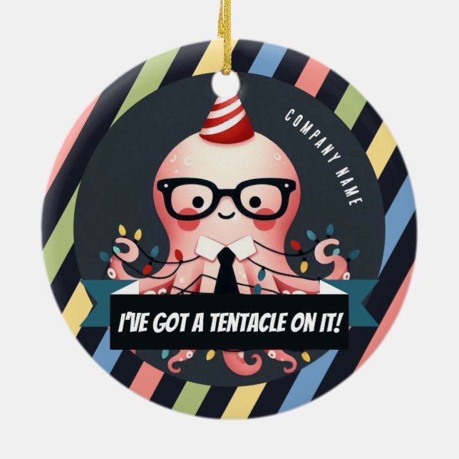 Ornamento De Cerâmica Tenho um Tentáculo! Office Natal (Traseira)