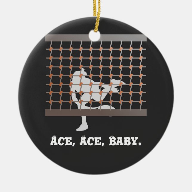 Ornamento De Cerâmica Tênis Ace Ace Baby tênis na rede (Frente)