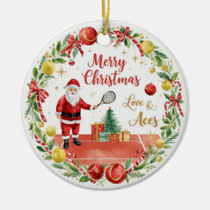 Ornamento De Cerâmica Tenis de Natal com Papai Noel com coroa de bolas