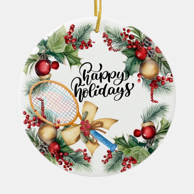 Ornamento De Cerâmica Tênis Natal com aquarela em rack (Frente)