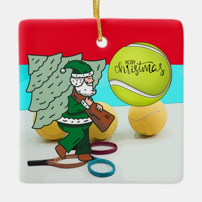 Ornamento De Cerâmica Tênis Natal com tênis e Papai Noel (Frente)