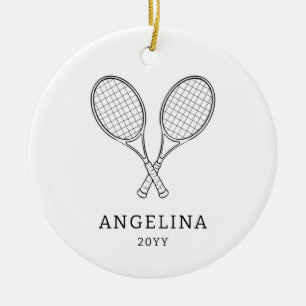 Ornamento De Cerâmica Tênis Personalizado de Raquete Preta Moderna para