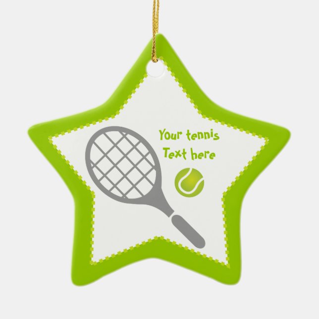 Ornamento De Cerâmica Tênis racket e bola personalizados (Frente)