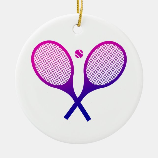 Ornamento De Cerâmica Tênis Rackets Magenta para Mão Roxa (Frente)