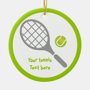Ornamento De Cerâmica Tênis, raquete e bola personalizados