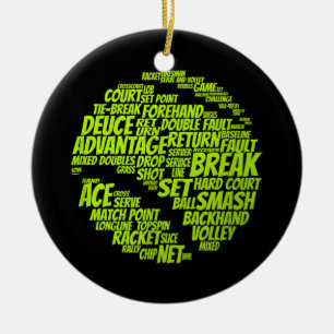 Ornamento De Cerâmica Tênis - Termos do Tênis Player Reproduzindo a esfe