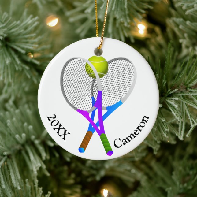 Ornamento De Cerâmica Tennis Ball and Rackets Christmas (Árvore)
