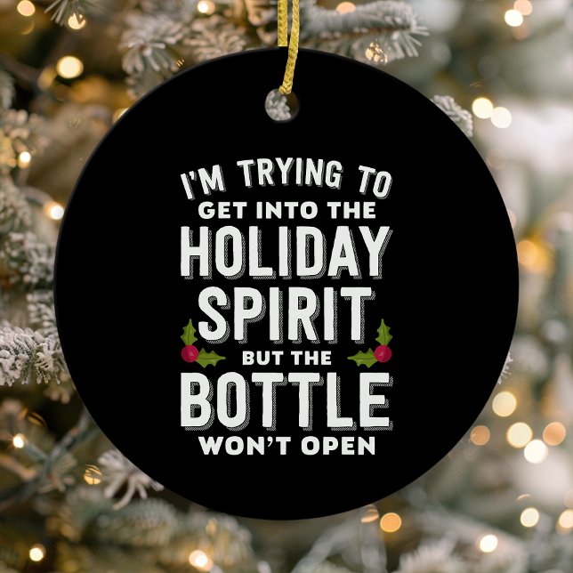 Ornamento De Cerâmica Tentando Entrar No Espírito De Férias Engraçado (Criador carregado)