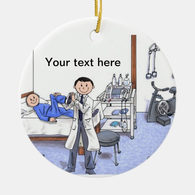 Ornamento De Cerâmica Terapêutica Física, Masculino - Cabelo Preto (Frente)