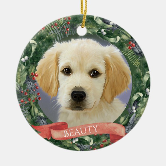 Ornamento De Cerâmica Terra de Fotos de Pet de Natal Personalizada (Frente)