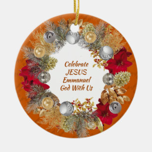 Ornamento De Cerâmica Terra de Natal CÉREBRO laranja Personalizado JESU
