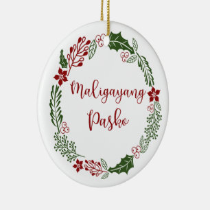 Ornamento De Cerâmica Terra de Natal do Tagalog Maligayang Pasko