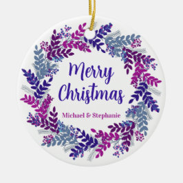 Ornamento De Cerâmica Terra de Natal Roxo Elegante