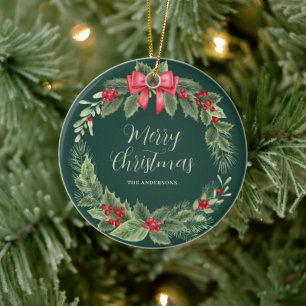 Ornamento De Cerâmica Terra Verde Clássica de Natal
