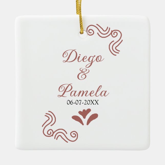 Ornamento De Cerâmica Terracotta casal de casamento russo negro em Espan (Frente)