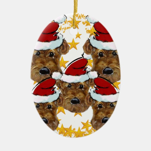 ORNAMENTO DE CERÂMICA TERRIER AIREDALE (Frente)