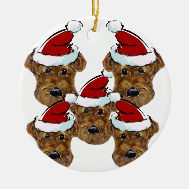 ORNAMENTO DE CERÂMICA TERRIER AIREDALE (Frente)