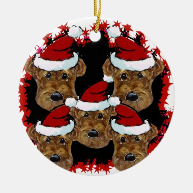 ORNAMENTO DE CERÂMICA TERRIER AIREDALE (Frente)